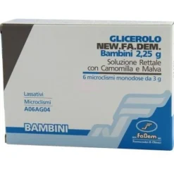 New.Fa.Dem. Glicerolo Bambini 2,25g Soluzione Rettale 6 Microclismi con Camomilla e Malva