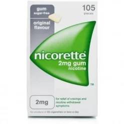 Nicorette 2 mg Gomme Masticabili per Smettere di Fumare 105 pezzi