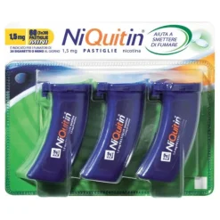 NiQuitin 1,5 mg Nicotina Mini Pastiglie per Smettere di Fumare Gusto Menta 3 Astucci