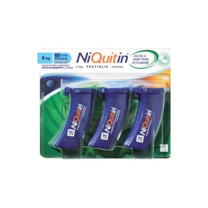 NiQuitin 4 mg Nicotina Mini Pastiglie per Smettere di Fumare Gusto Menta 3 Astucci