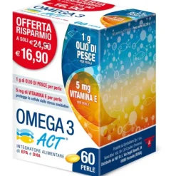 Omega 3 Act 1 grammo 60 Perle - Integratore Stress Ossidativo e Funzione Cardiaca