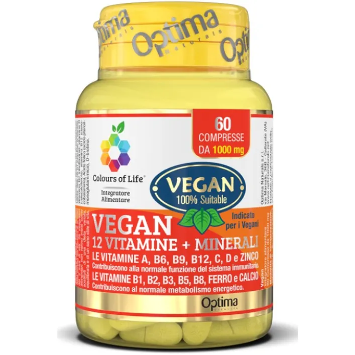 Optima Colours of Life Vegan 12 Vitamine + Minerali 60 Compresse - Integratore Difese Immunitarie