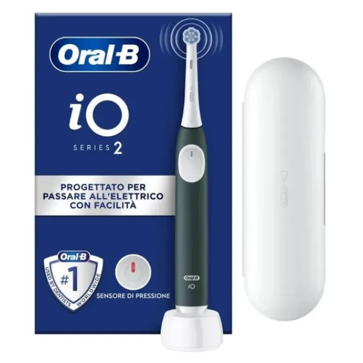 Oral-B iO 2 Spazzolino Elettrico Verde con Custodia da Viaggio