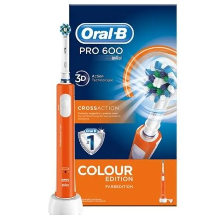 Oral-B Pro 600 CrossAction Spazzolino Elettrico Ricaricabile Arancio