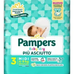 Pampers Baby Dry Downcount Mutandino Taglia 3 Midi 4-9 Kg 20 pezzi