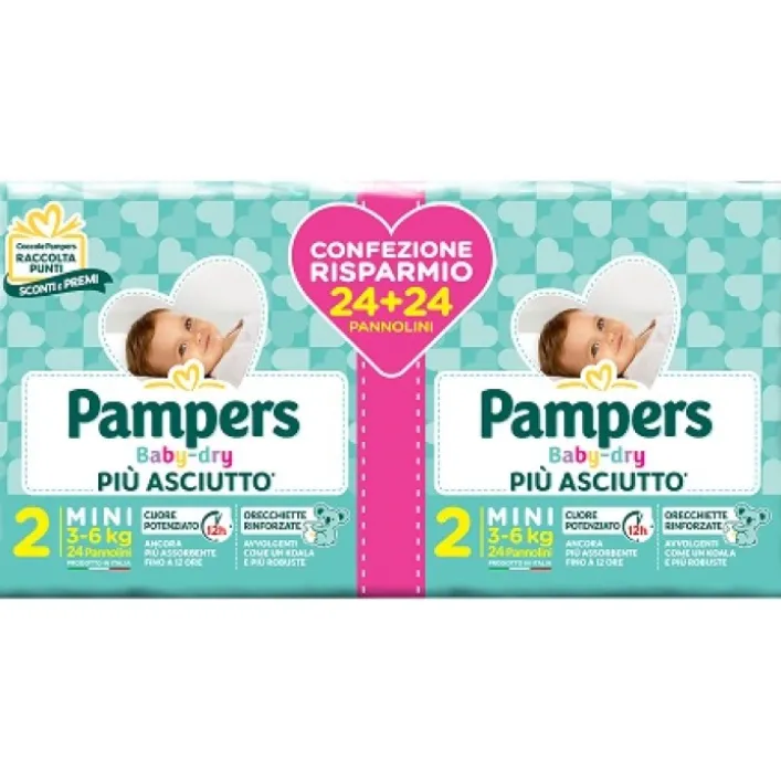 Pampers Baby Dry Mini Pannolini Taglia 2 da 3 - 6 kg 48 pezzi