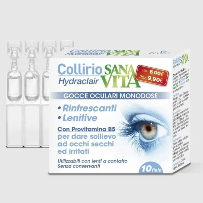 Sanavita Hydraclair Collirio Monodose Rinfrescante e Lenitivo 10 flaconcini
