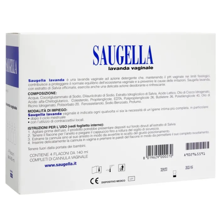 Saugella Lavanda Vaginale 4 Flaconi da 140 ml