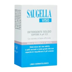 Saugella Viso Ph 3.5 Detergente Solido Con Estratti Di Salvia E Frumento Per Pelli Delicate 100 grammi
