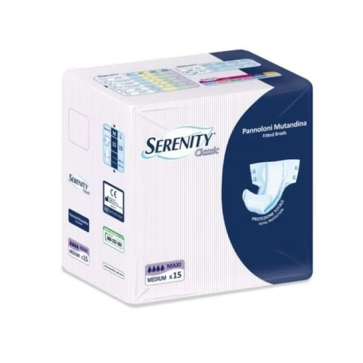 Serenity Classic Pannolone Incontinenza Mutandina Maxi Taglia Media 15 Pezzi