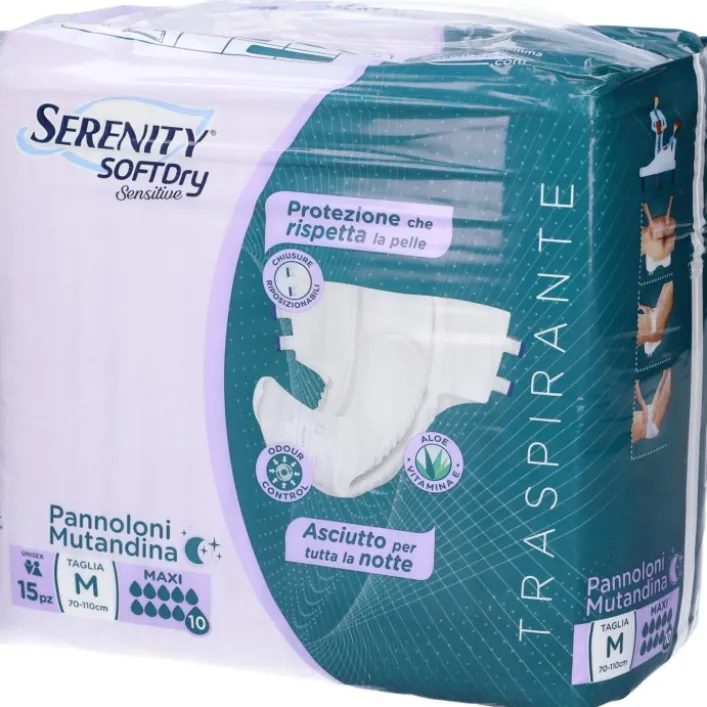 Serenity Soft Dry Sensitive Pannolone Mutandina Maxi Taglia M 15 Pezzi