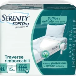 Serenity Soft Dry Sensitive Traversa Assorbente Super 80x180 cm 15 Pezzi