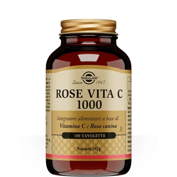 Solgar Rose Vita C 1000 100 tavolette - Integratore Vitamina C e Rosa Canina