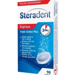 Steradent Tripla Azione Plus Pulizia Quotidiana Protesi Dentaria 90 Compresse