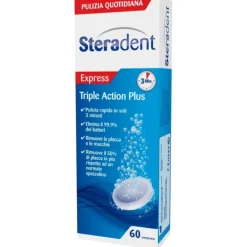 Steradent Tripla Azione Plus Pulizia Quotidiana Protesi Dentaria 60 Compresse