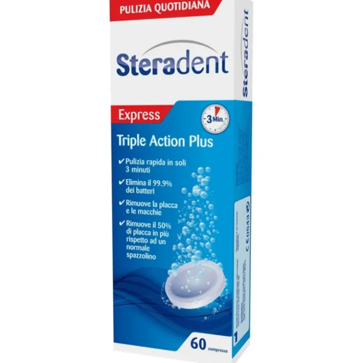 Steradent Tripla Azione Plus Pulizia Quotidiana Protesi Dentaria 60 Compresse
