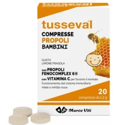 Tusseval Gola Viti Propoli Adulti Limone e Fragola 20 Compresse - Integratore Alimentare