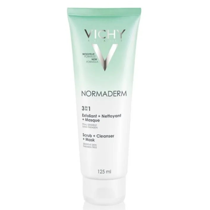 Vichy Normaderm 3in1 Maschera Esfoliante Detergente Pelle con Imperfezioni 125 ml